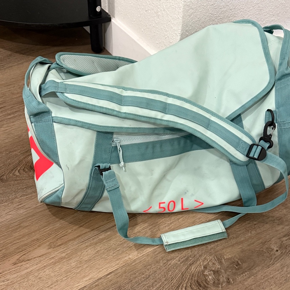 Helly Hansen Light Green Duffel Bag with Red Accents